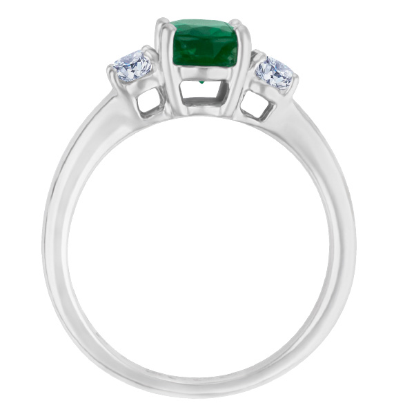 Emerald & diamond ring in 18k w/g image 2