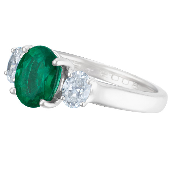 Emerald & diamond ring in 18k w/g image 3