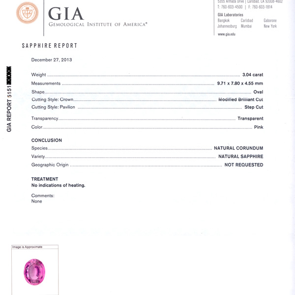 GIA certified loose 3.04 carat oval cut pink sapphie image 4