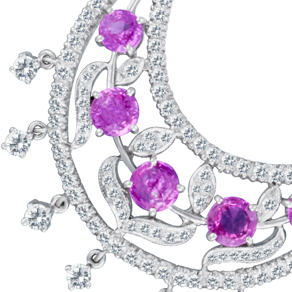 18k pink sapphire & diamond earrings image 2