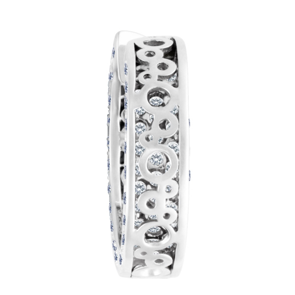 Pave Diamond hoops in 18k white gold with 4.04 cts in round white diamonds image 3