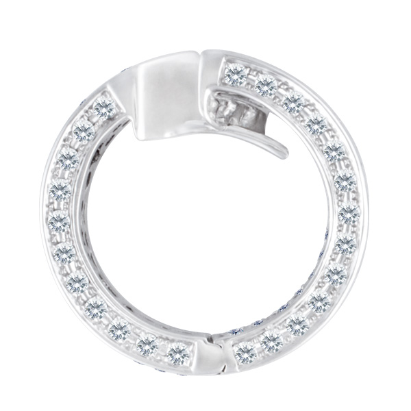 Pave Diamond hoops in 18k white gold with 4.04 cts in round white diamonds image 4