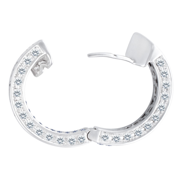 Pave Diamond hoops in 18k white gold with 4.04 cts in round white diamonds image 5