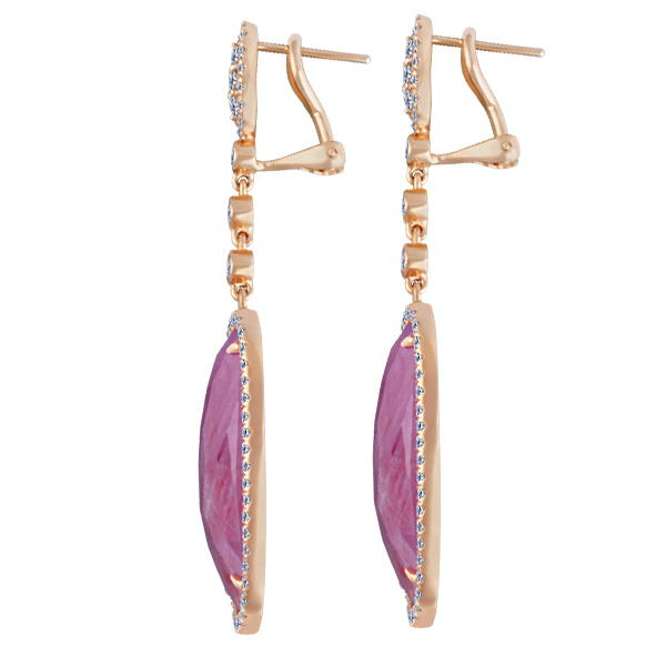 18k rose gold,diamond, and sapphire earrings image 3