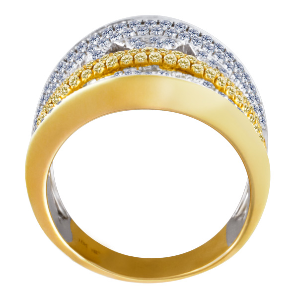 Yellow and white diamond ring in 18k yellow gold image 3