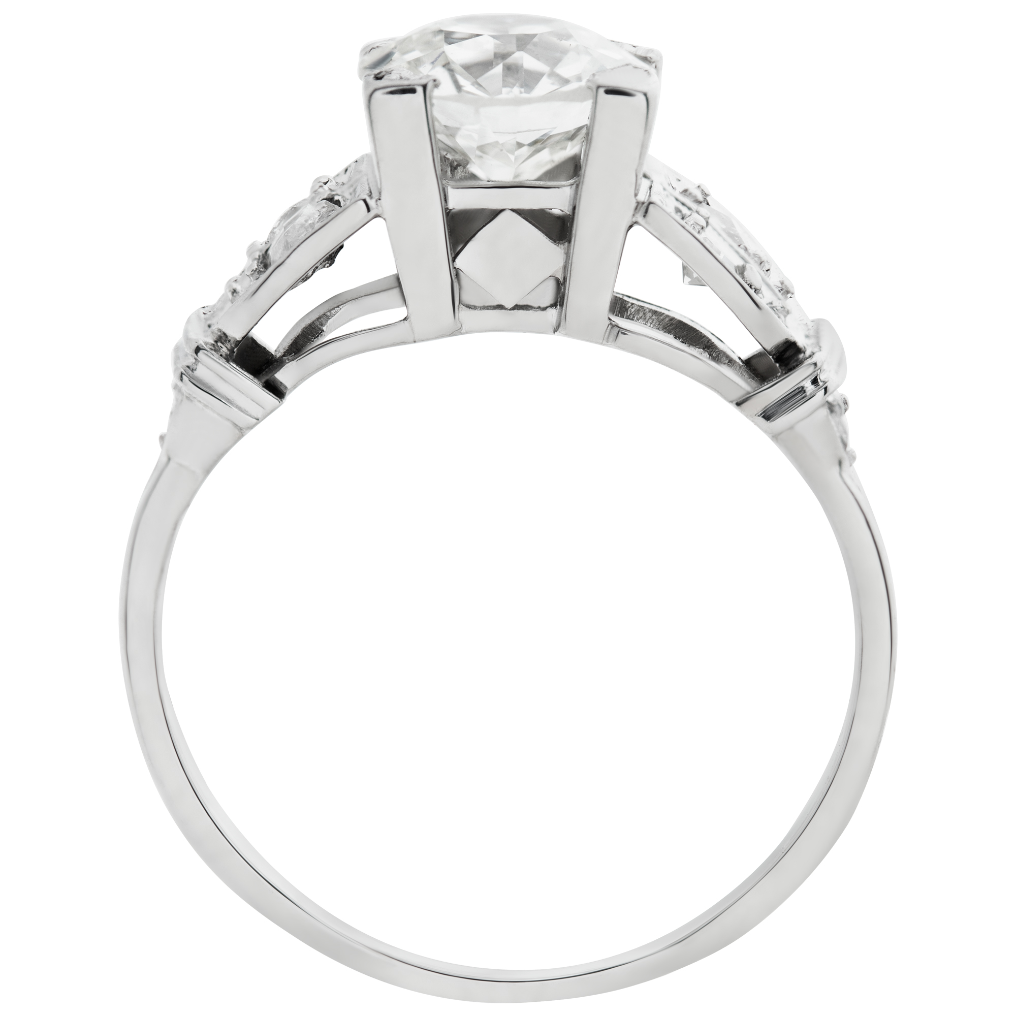 Vintage diamond platinum ring with central diamond app. 1.20 carats (I-J, SI1) image 4
