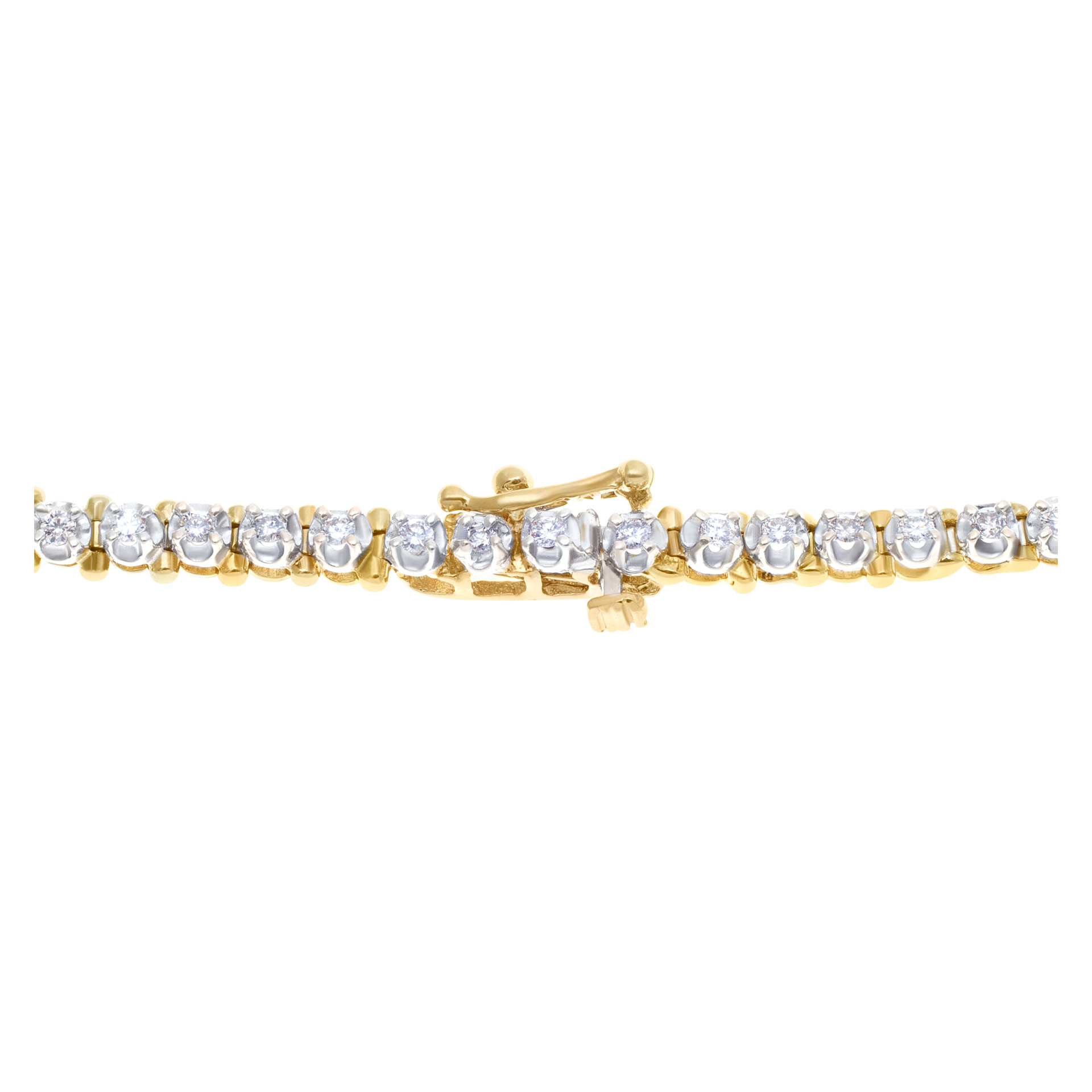 14k Yellow Gold Diamonds "Tennis" Necklace 16". 3.00 Carats in round diamonds image 2