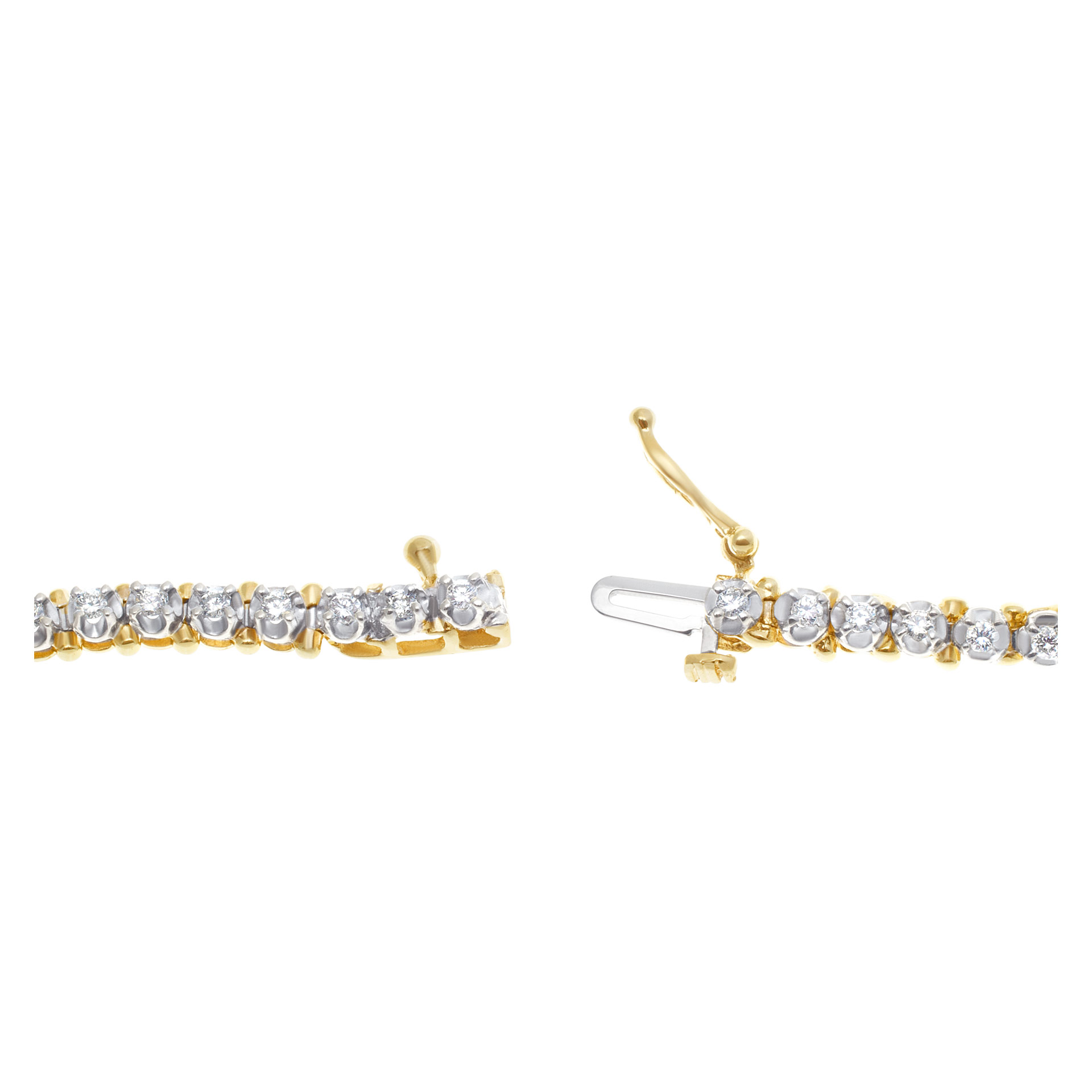 14k Yellow Gold Diamonds "Tennis" Necklace 16". 3.00 Carats in round diamonds image 3