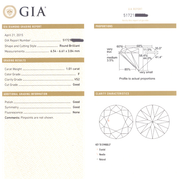 Gia Certified Round 1.01 Cts (F Color Vs-2 Clarity) image 4