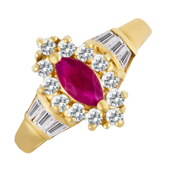 Ruby ring with diamonds in 14k image 1