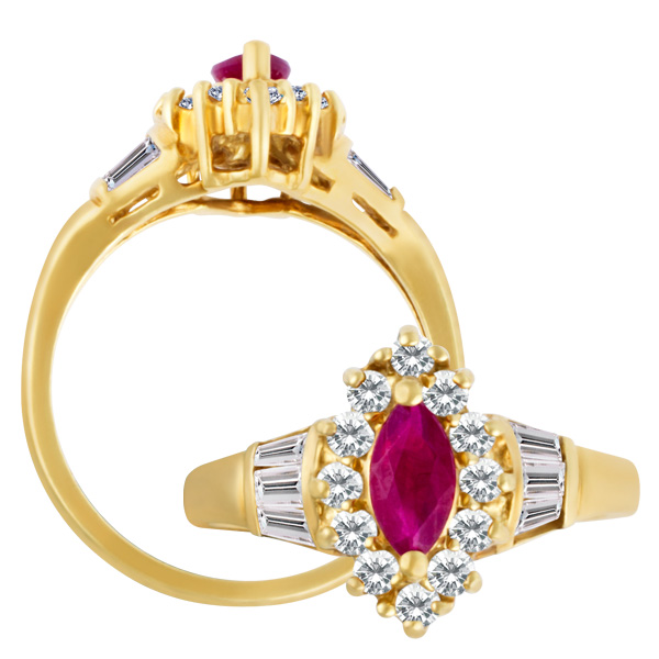 Ruby ring with diamonds in 14k image 3