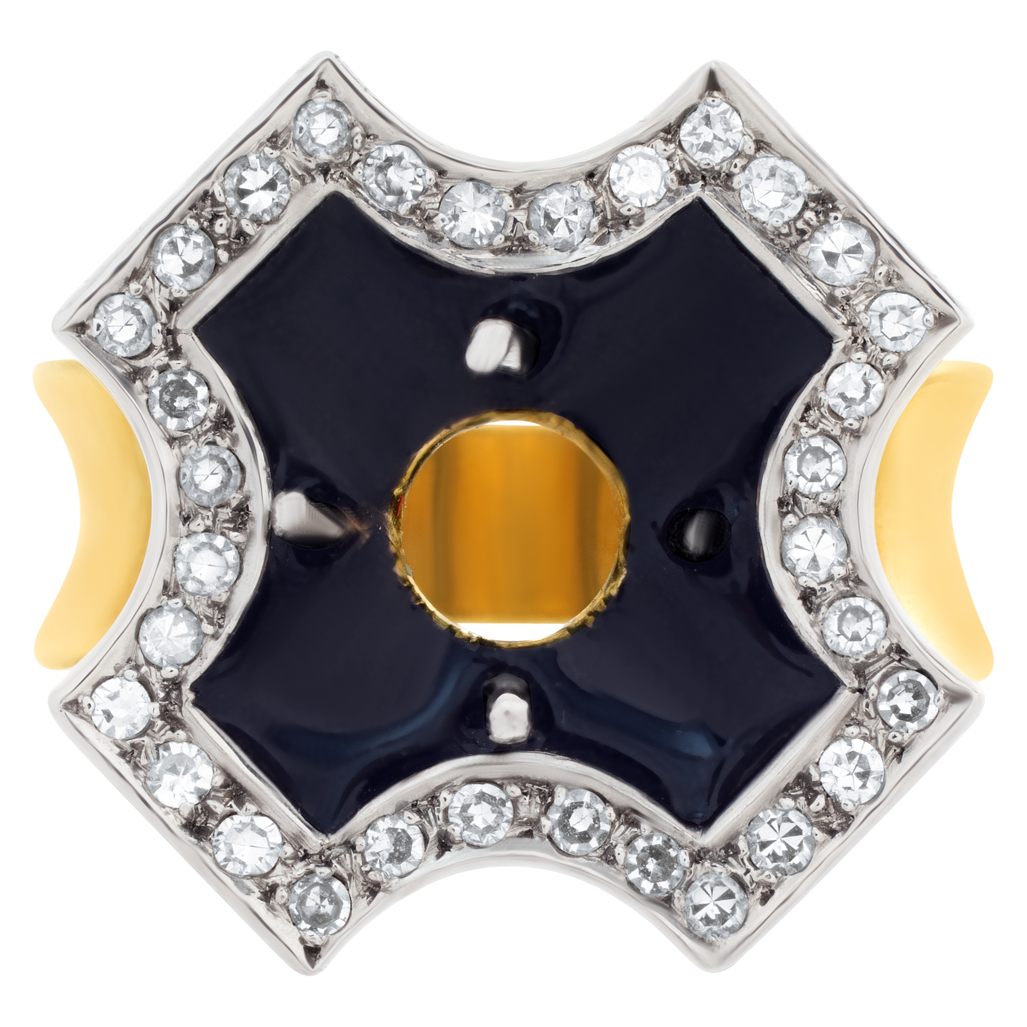 Black enamel Maltese cross design setting in 18k with 0.50 carats in diamonds image 2