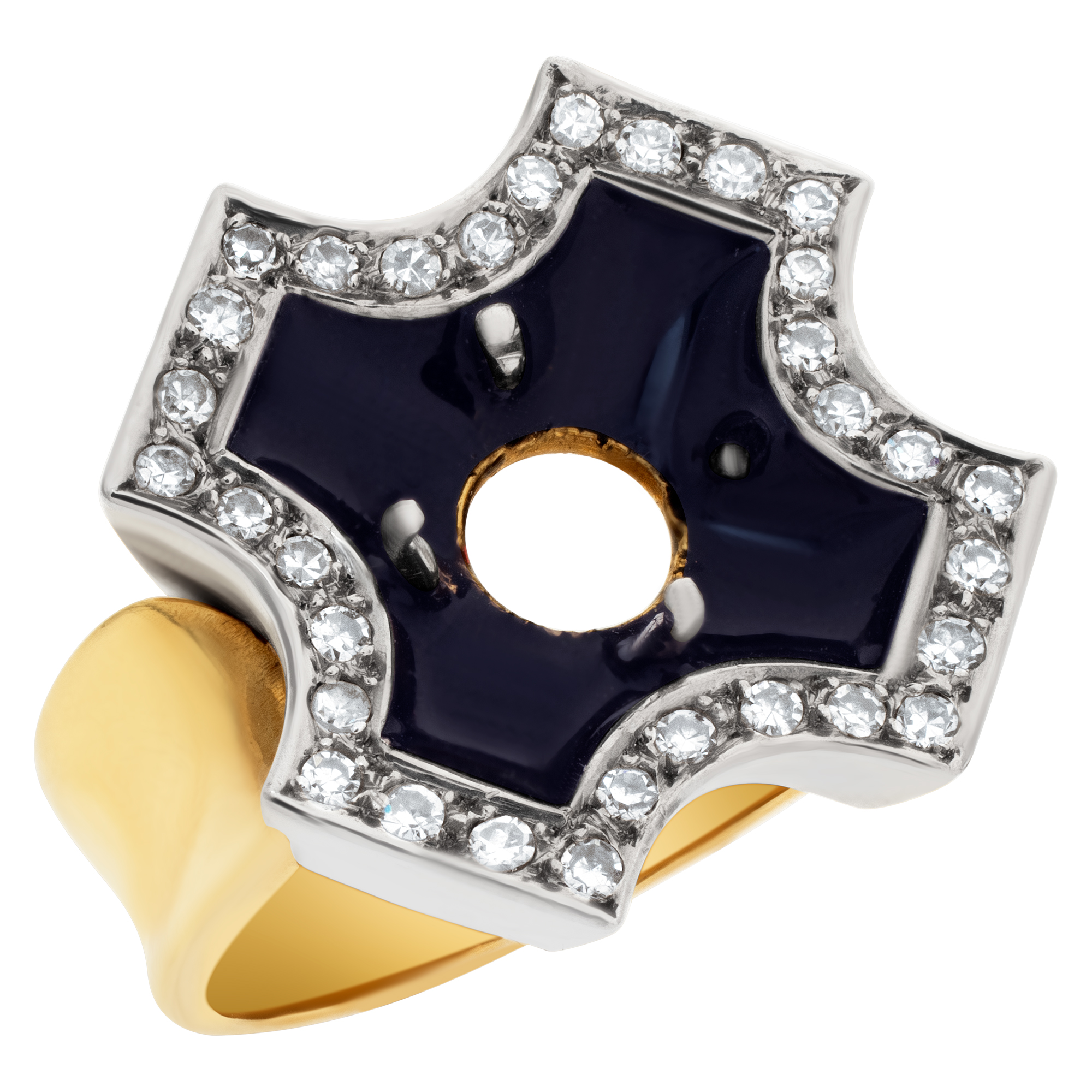 Black enamel Maltese cross design setting in 18k with 0.50 carats in diamonds image 3