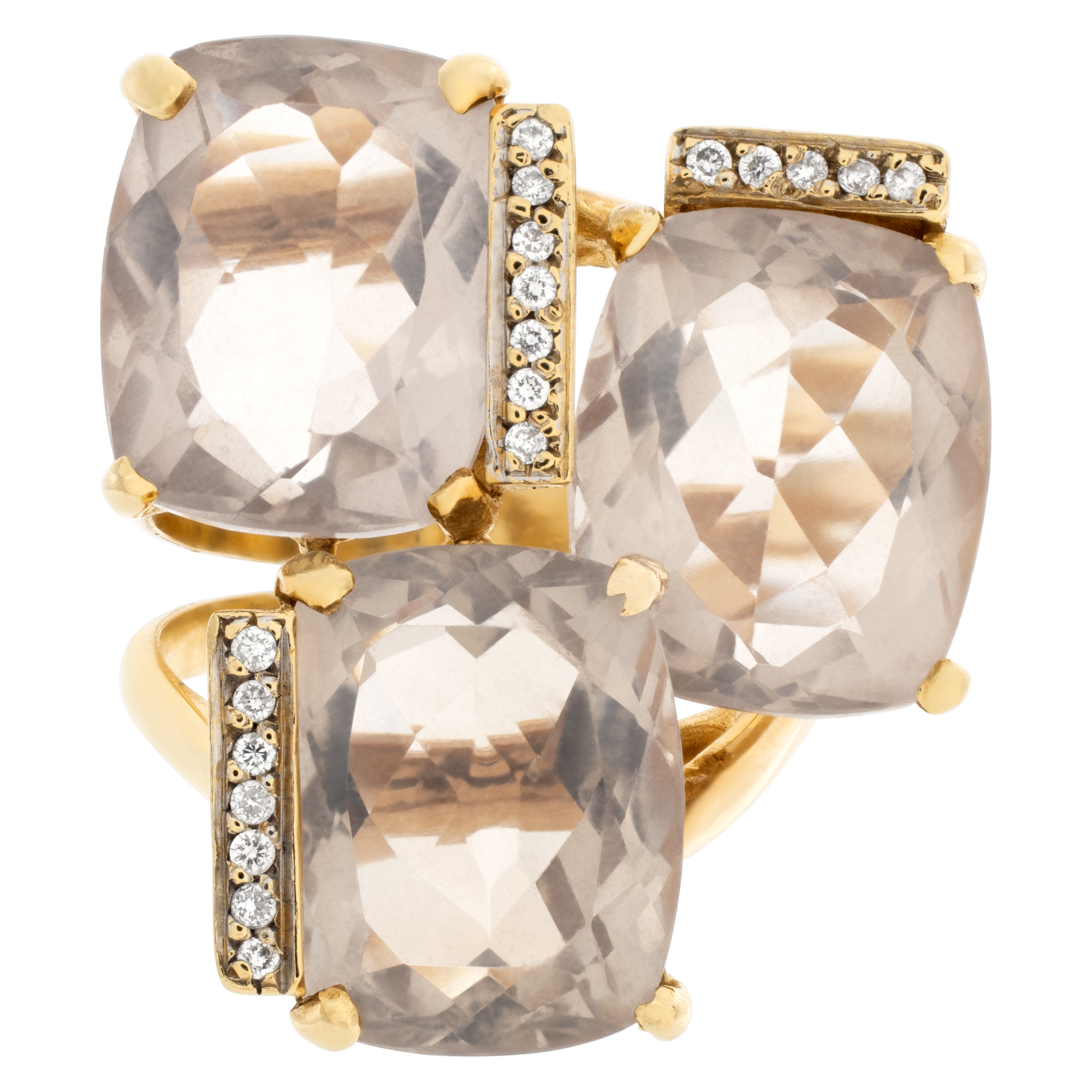 Brazilian designer "Carla Amorim" Topaz and diamonds ring set in 18k yellow gold. Size 6. image 2