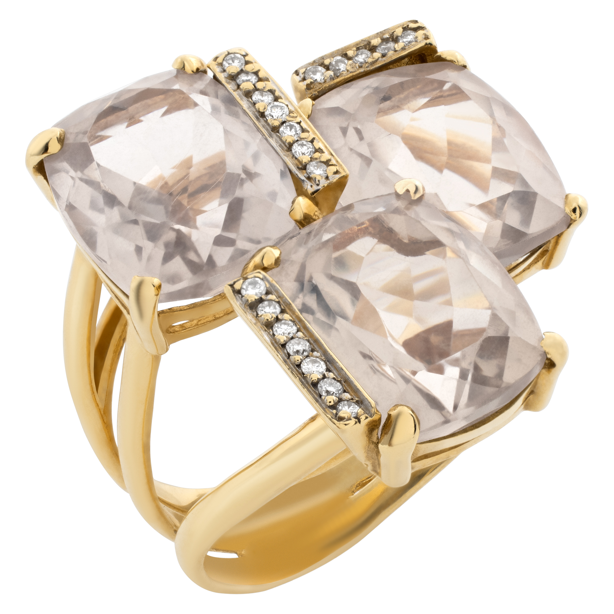 Brazilian designer "Carla Amorim" Topaz and diamonds ring set in 18k yellow gold. Size 6. image 3