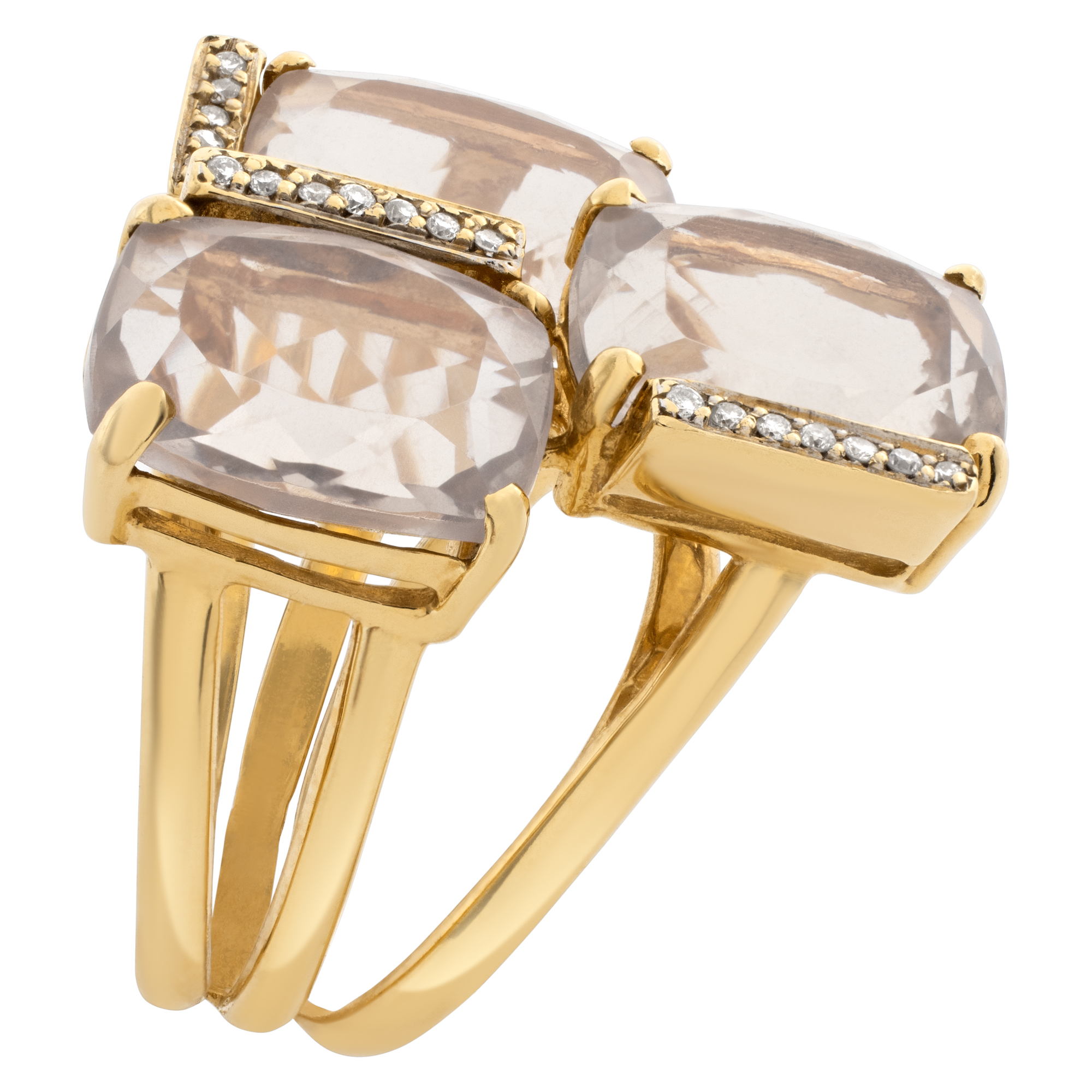 Brazilian designer "Carla Amorim" Topaz and diamonds ring set in 18k yellow gold. Size 6. image 4