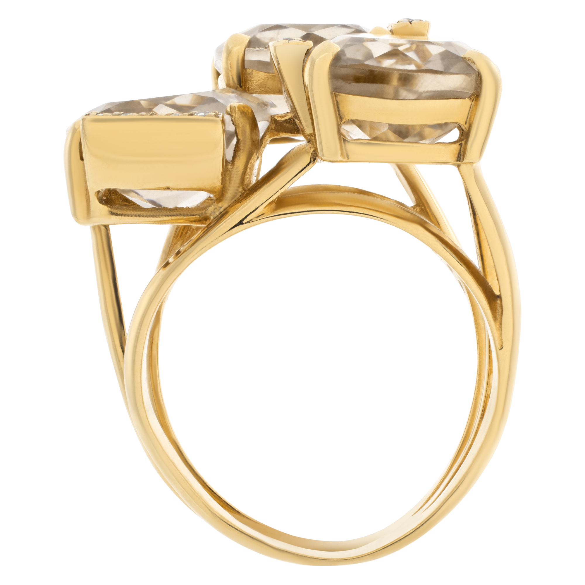 Brazilian designer "Carla Amorim" Topaz and diamonds ring set in 18k yellow gold. Size 6. image 5