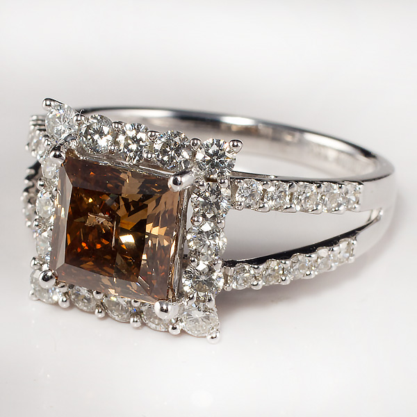 GIA Certified Fancy Dark Orangy Brown Diamond 2.08 cts ring in 18k white gold image 3