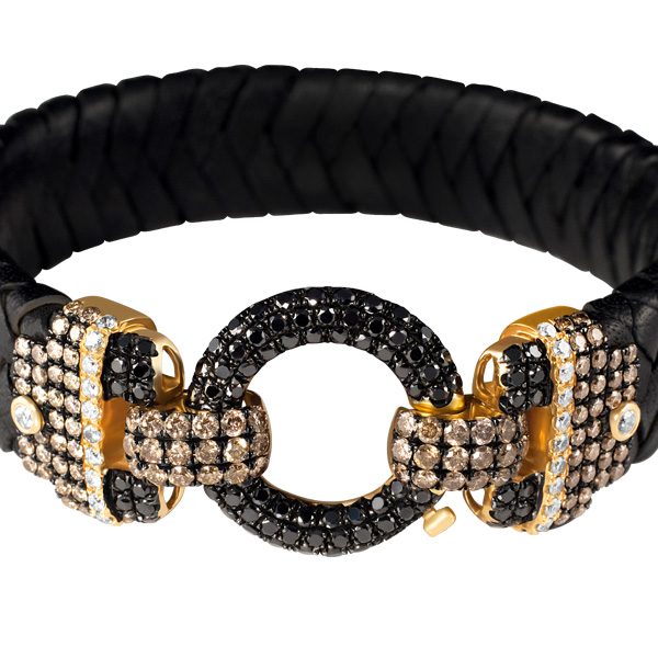 Braided leather and diamond bracelet image 2