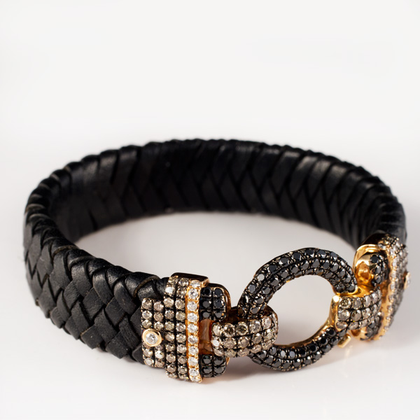 Braided leather and diamond bracelet image 3