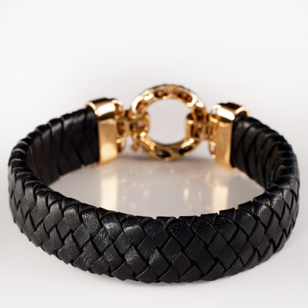 Braided leather and diamond bracelet image 5