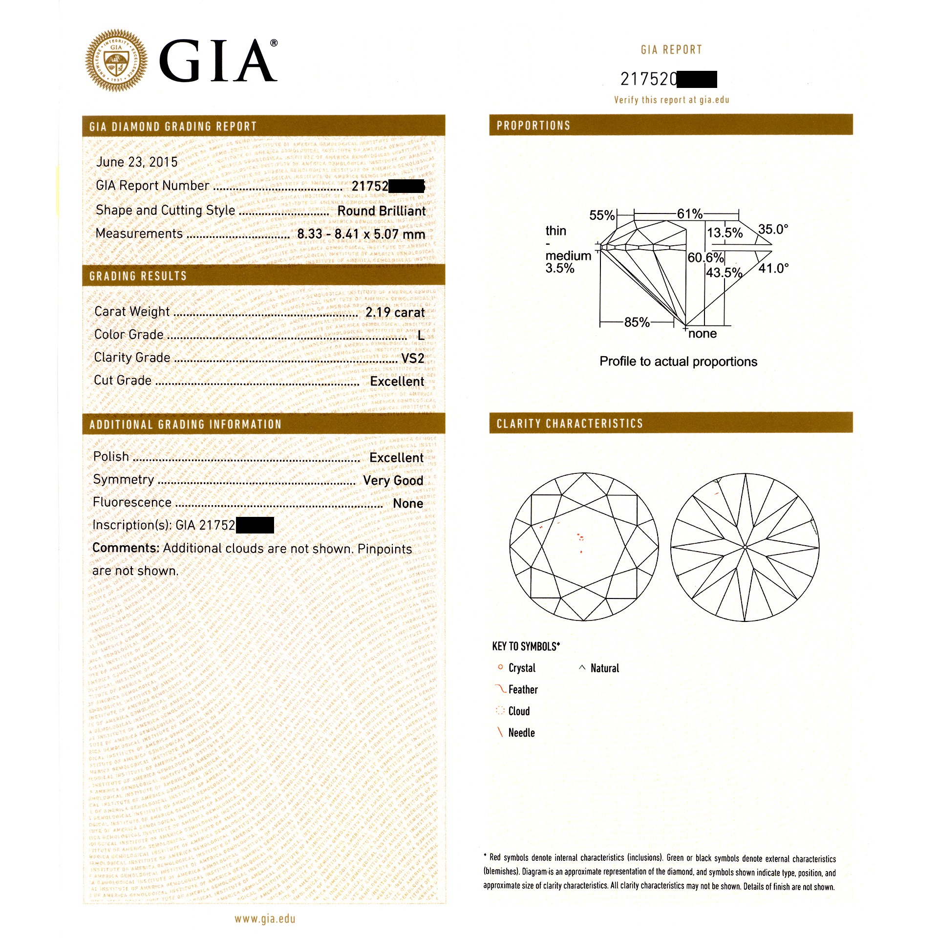 Gia Certified Round Diamond 2.19 Cts (L Color Vs2 Clarity) In A Platinum Setting With Diamonds image 5