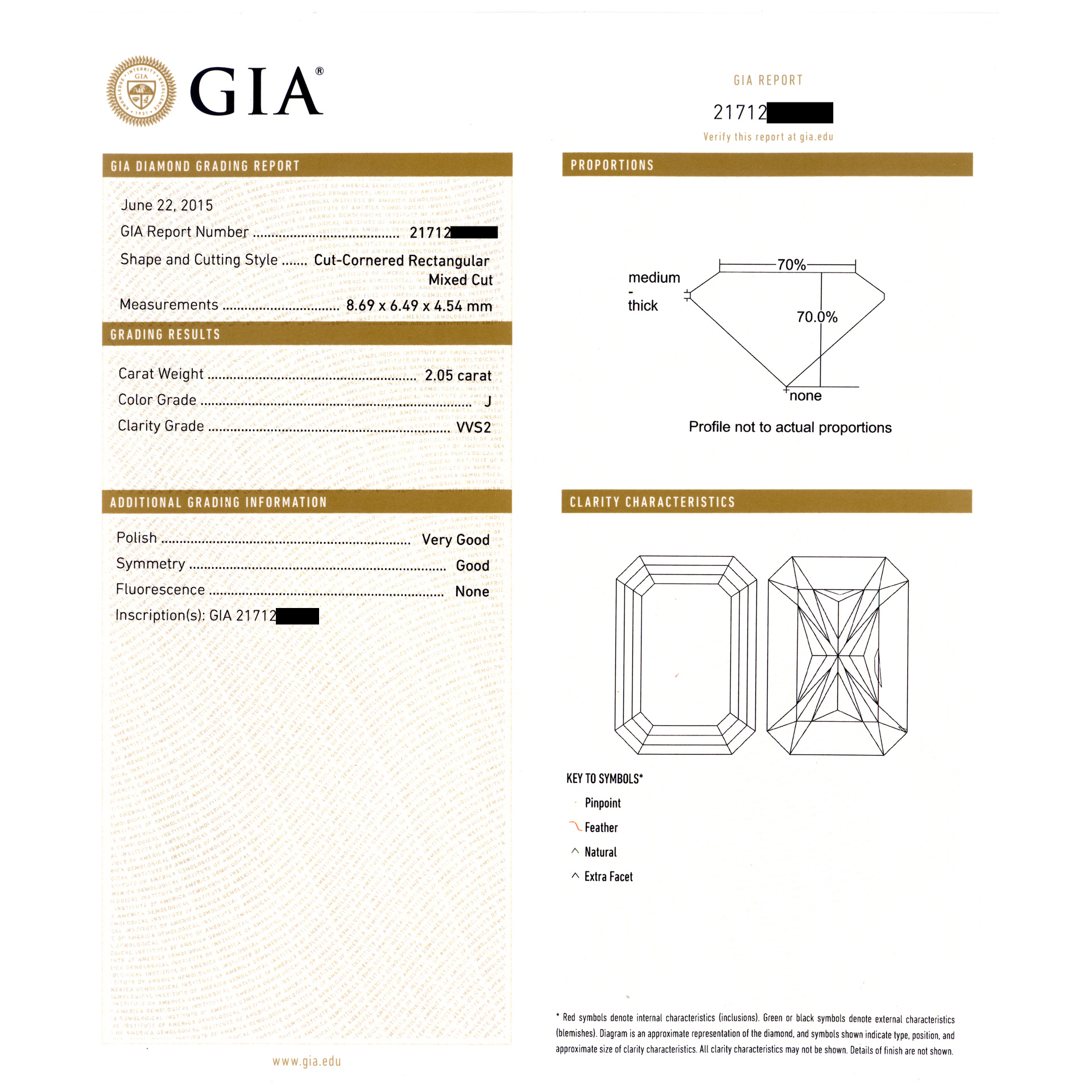 GIA Certified Radiant Cut Diamond 2.05cts (J color VVS-2 Clarity) image 5