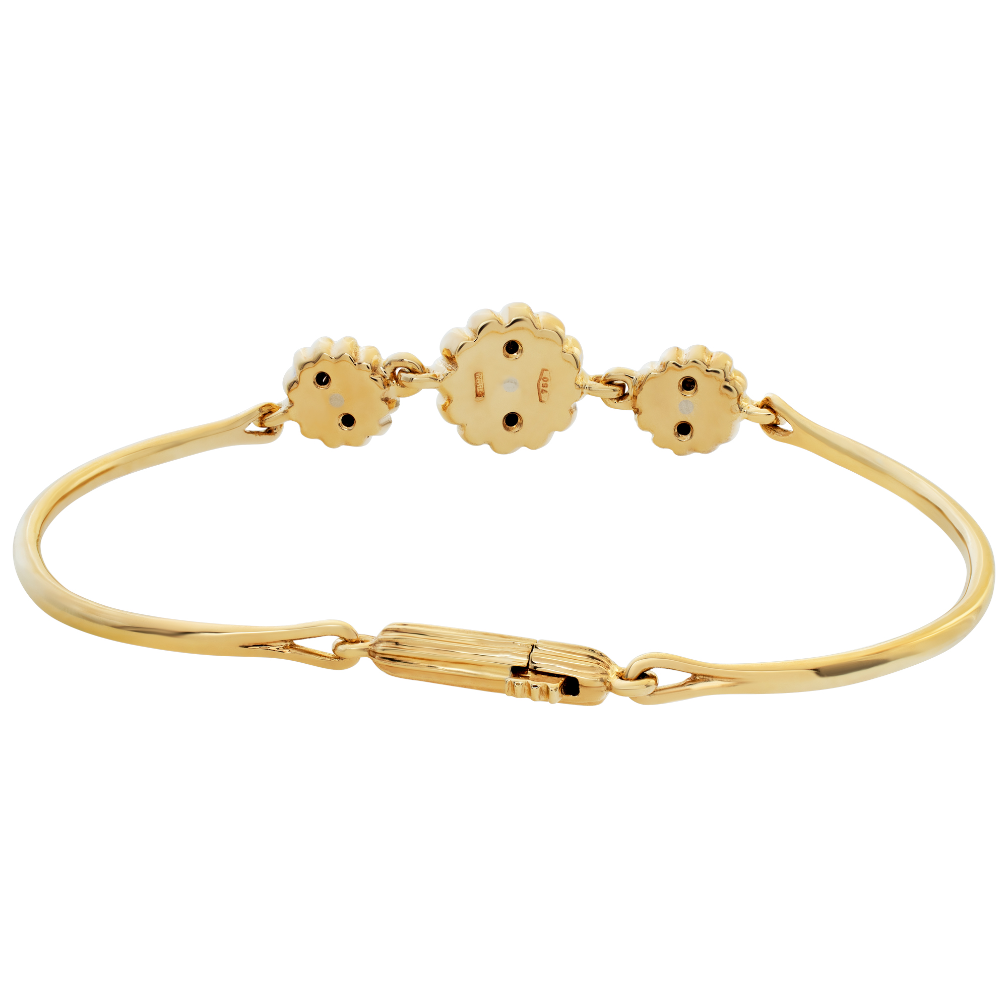 Three flower diamond bracelet in 18k yellow gold. image 4