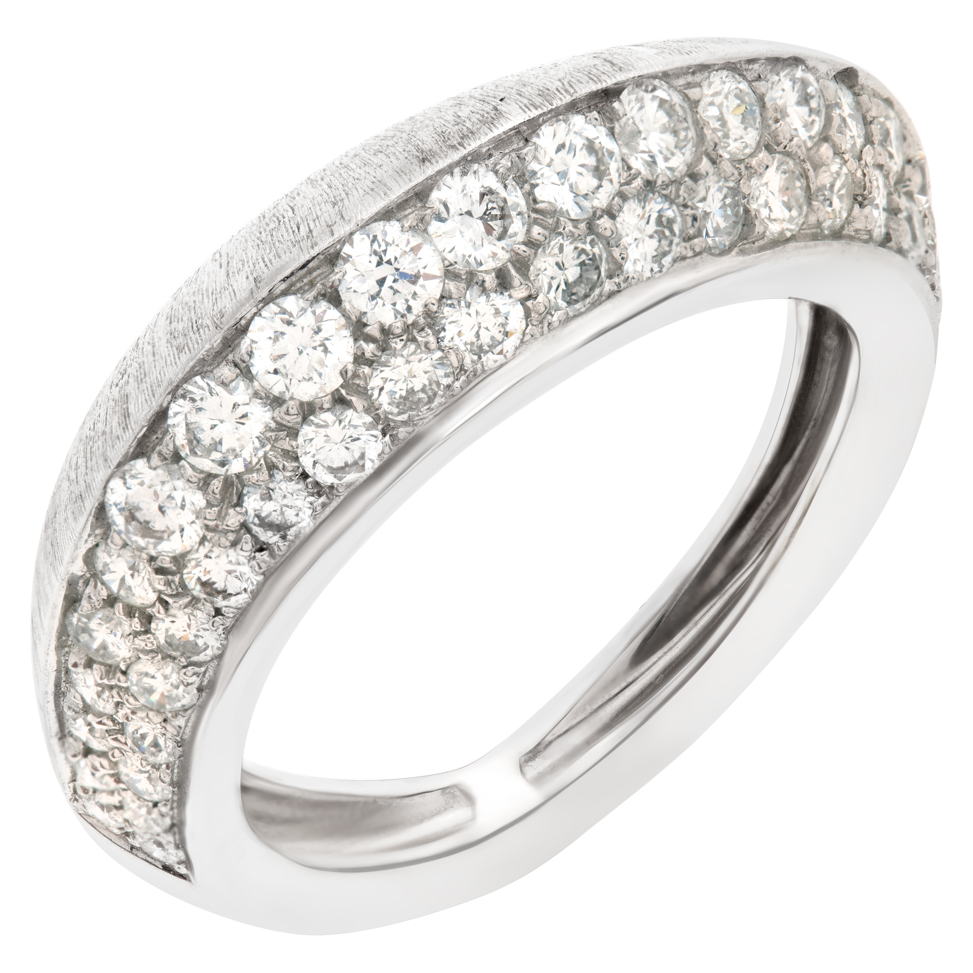 Domed diamond ring in 18k matte white gold. 1.00 carats in diamonds. Size 6 image 3