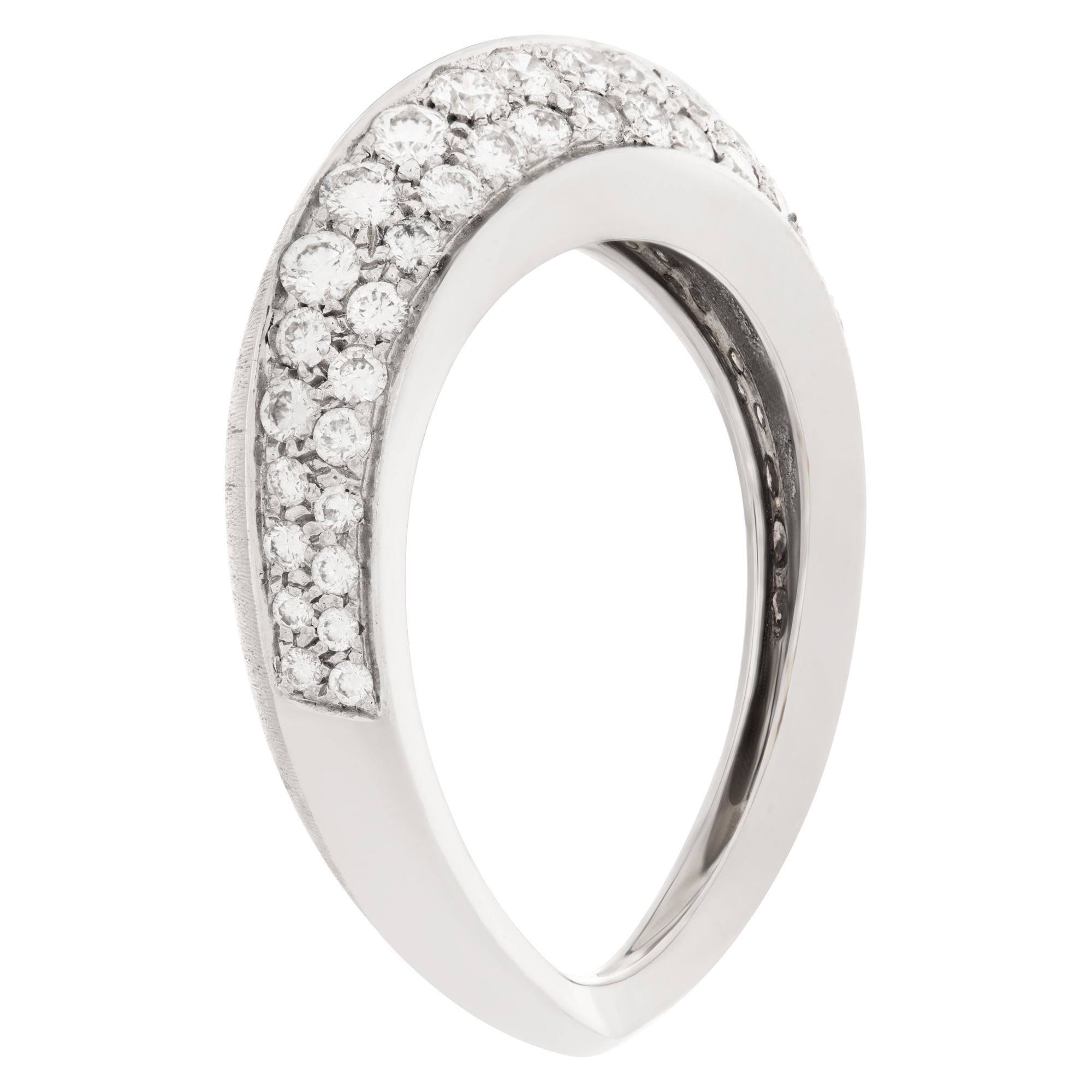 Domed diamond ring in 18k matte white gold. 1.00 carats in diamonds. Size 6 image 4