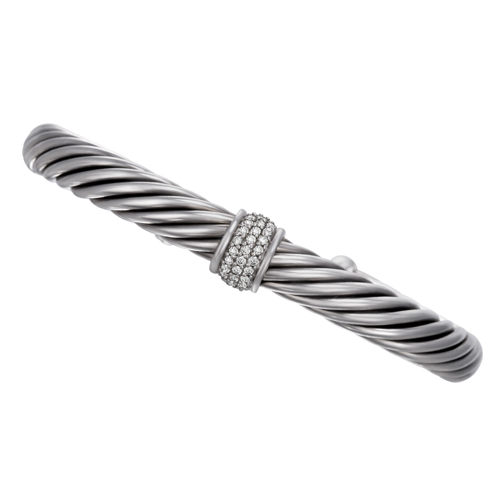 David YurmanCable Classic Bracelet with diamonds in silver image 2