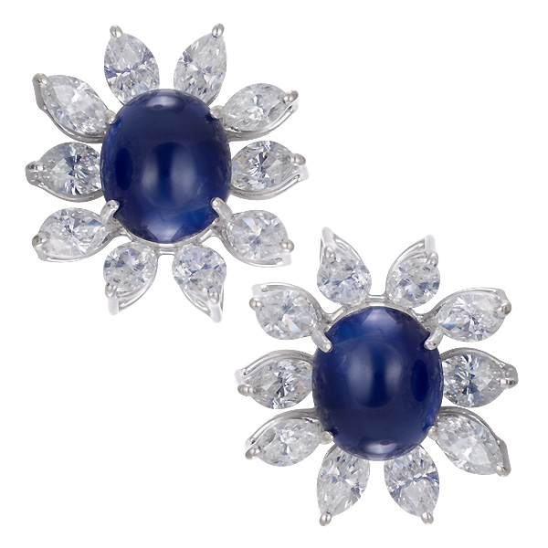 Sapphire and diamond earrings in 18k white gold image 2