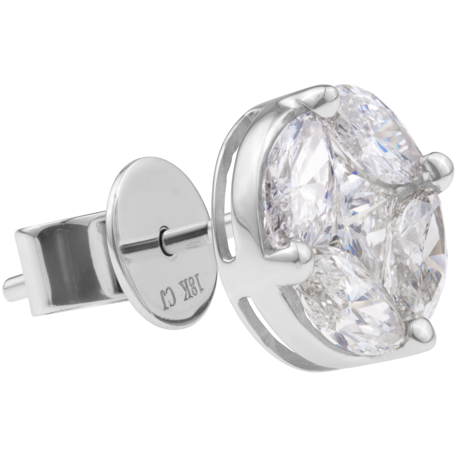 18k white gold diamond earrings image 2