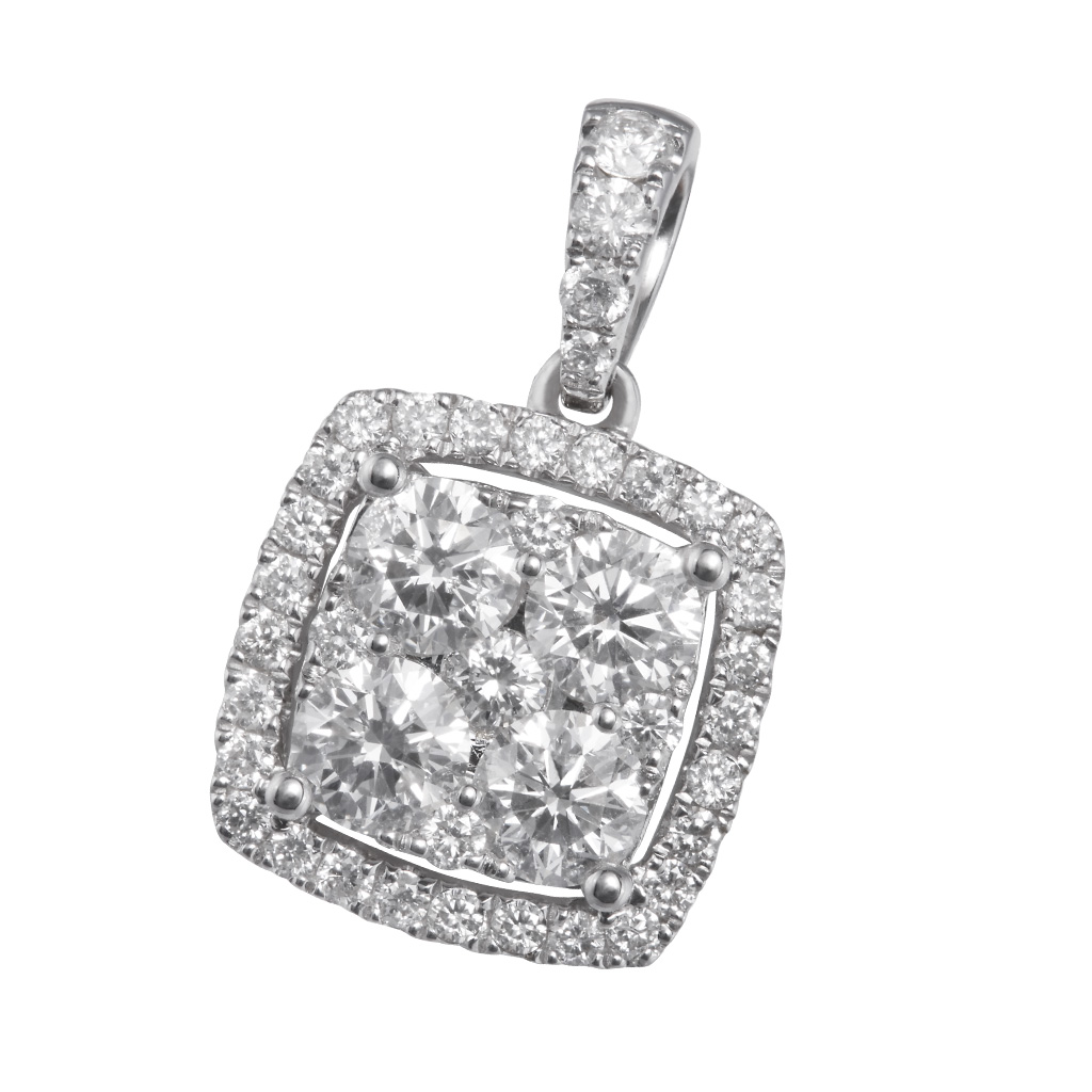 18k white gold diamond pendant image 1