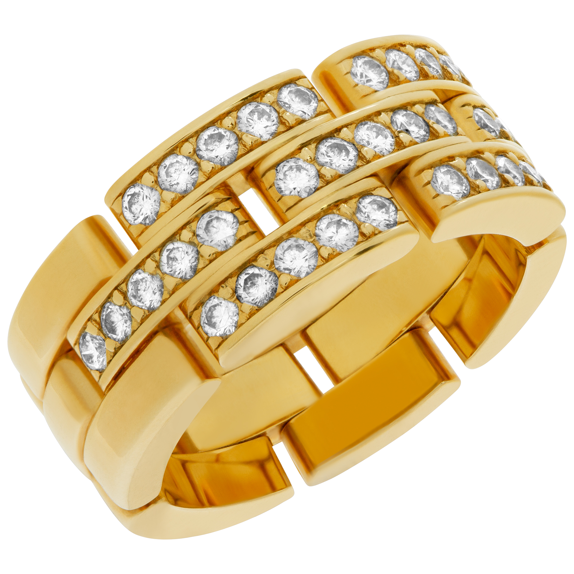 Elegant Cartier Panthere link ring 18k yellow gold with diamonds. image 3