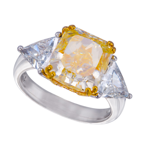 GIA Certified Cut-Cornered Rectangular Modified Brilliant 6.07 cts Natural Fancy Yellow Flawless image 1