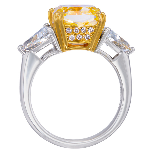 GIA Certified Cut-Cornered Rectangular Modified Brilliant 6.07 cts Natural Fancy Yellow Flawless image 2