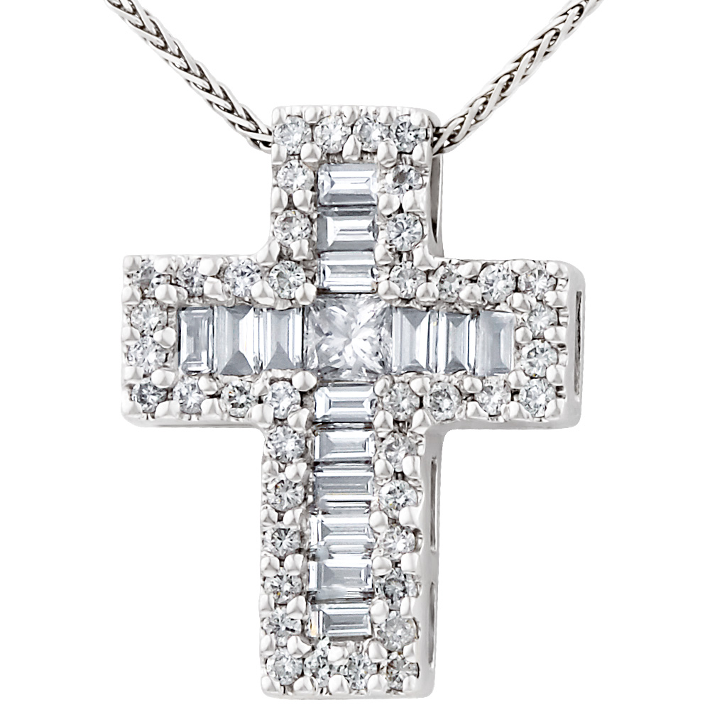 Gabriel & Co. diamond cross pendant in 14k white gold image 2