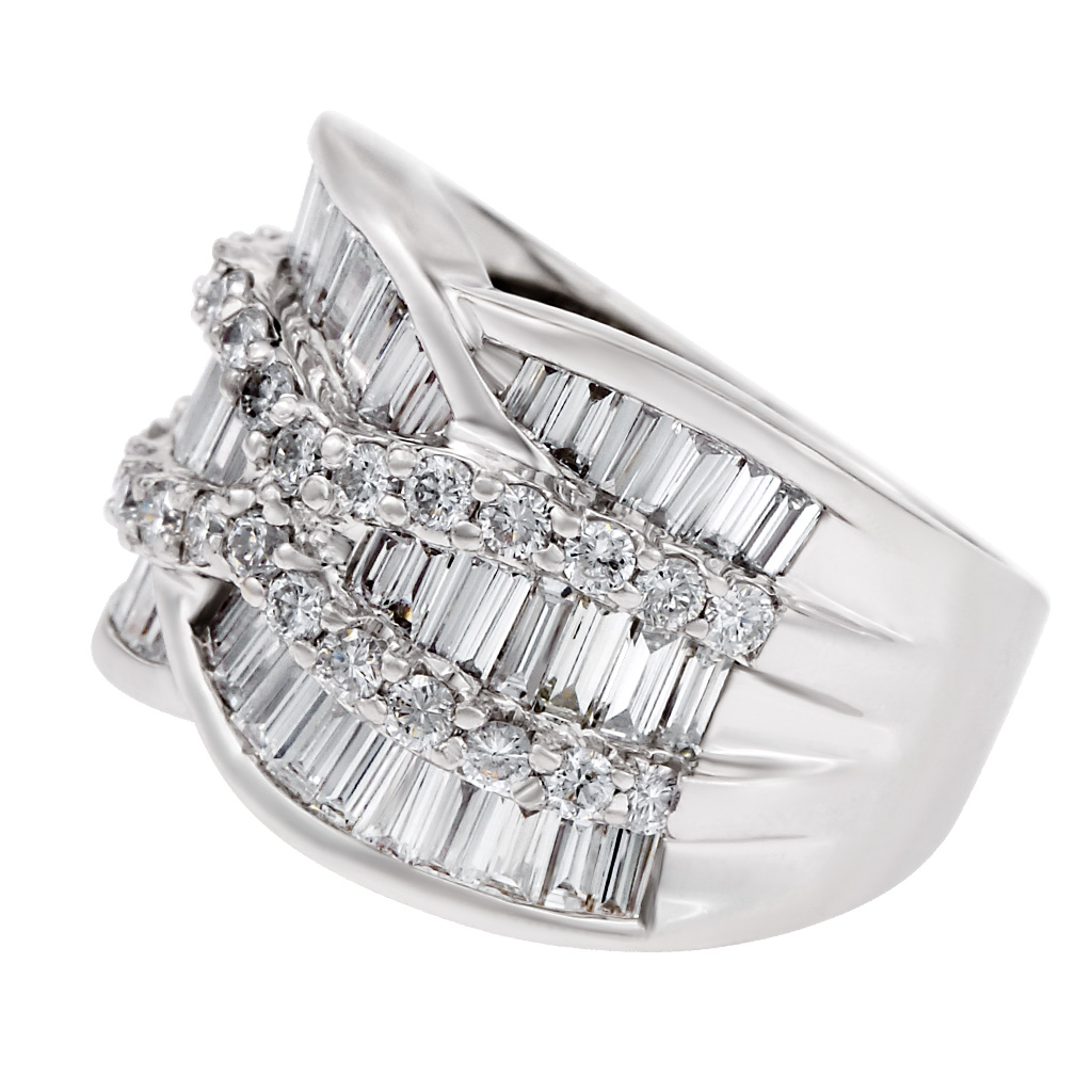 Sparkling criss-cross platinum ring with approx. 2.74 carats. Size 5 image 2