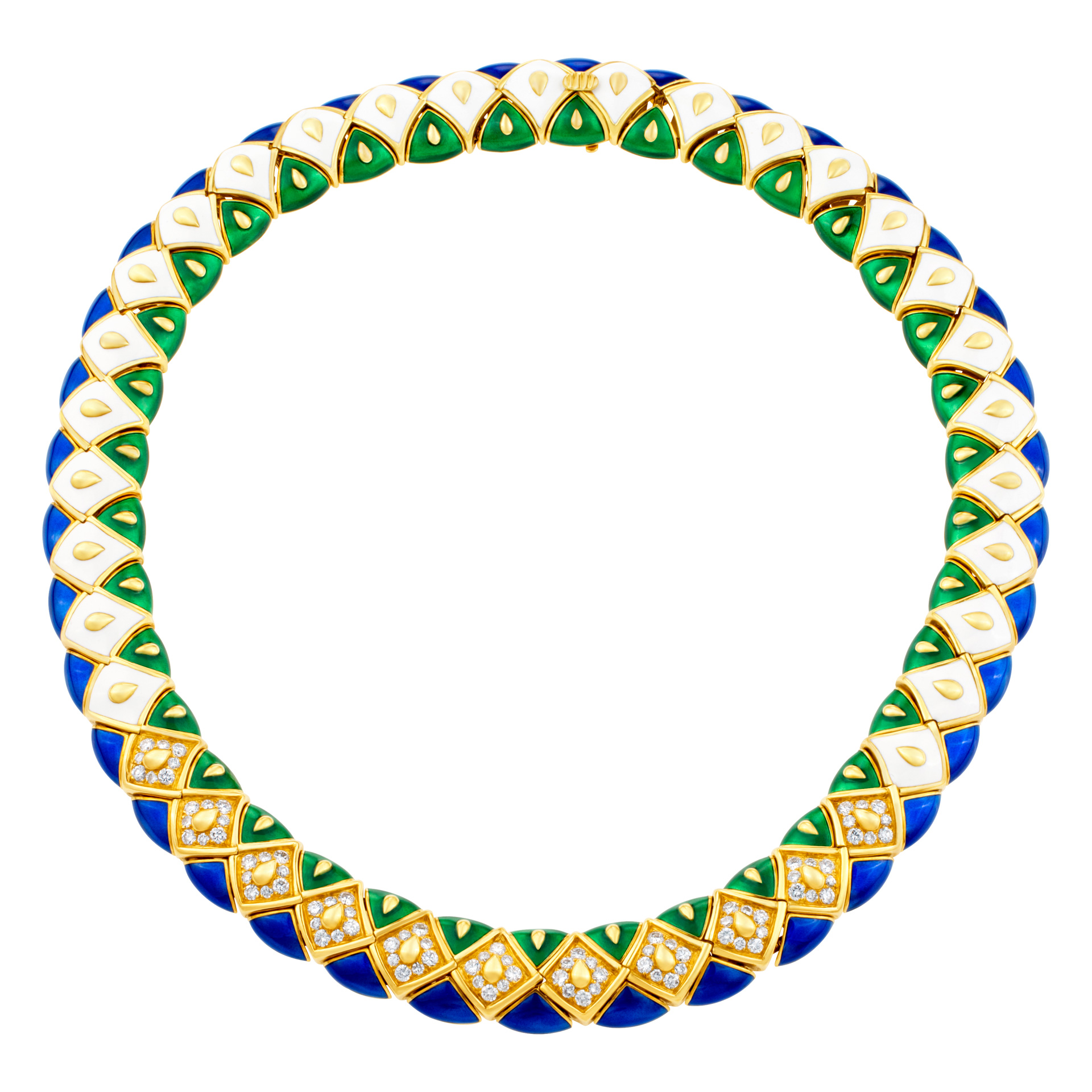 Gorgeous Mauboussin diamond and enamel necklace, earrings, bracelet, pin image 8