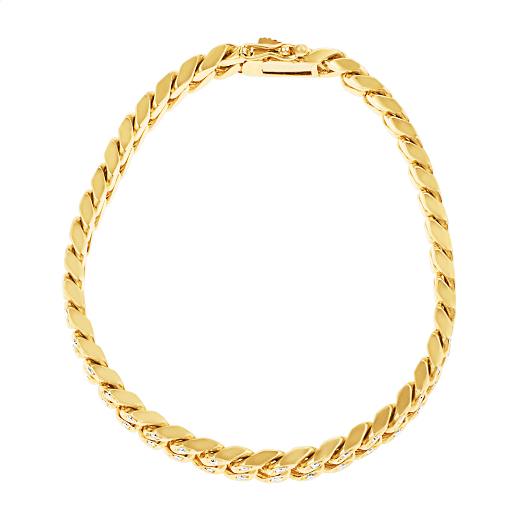 Cuban link bracelet and necklace set in 18k with diamonds in each link image 2