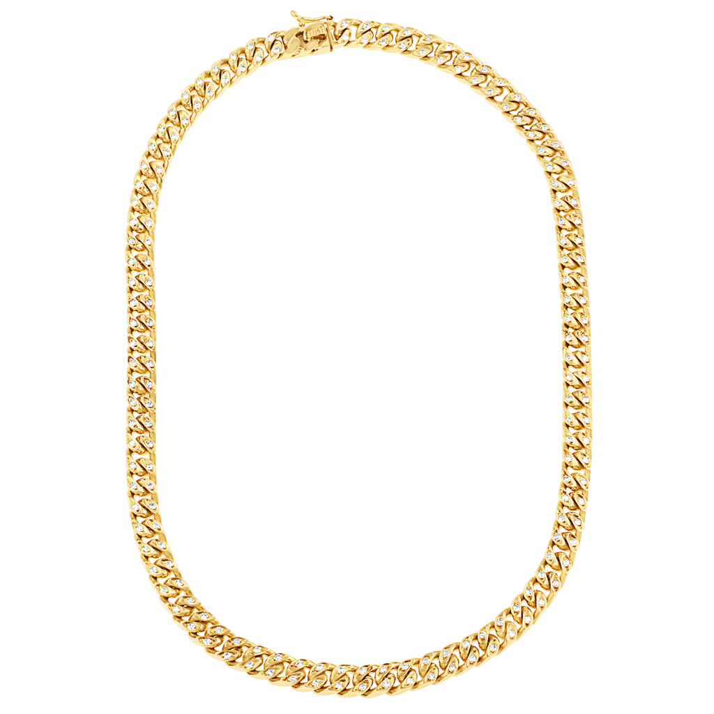 Cuban link bracelet and necklace set in 18k with diamonds in each link image 3