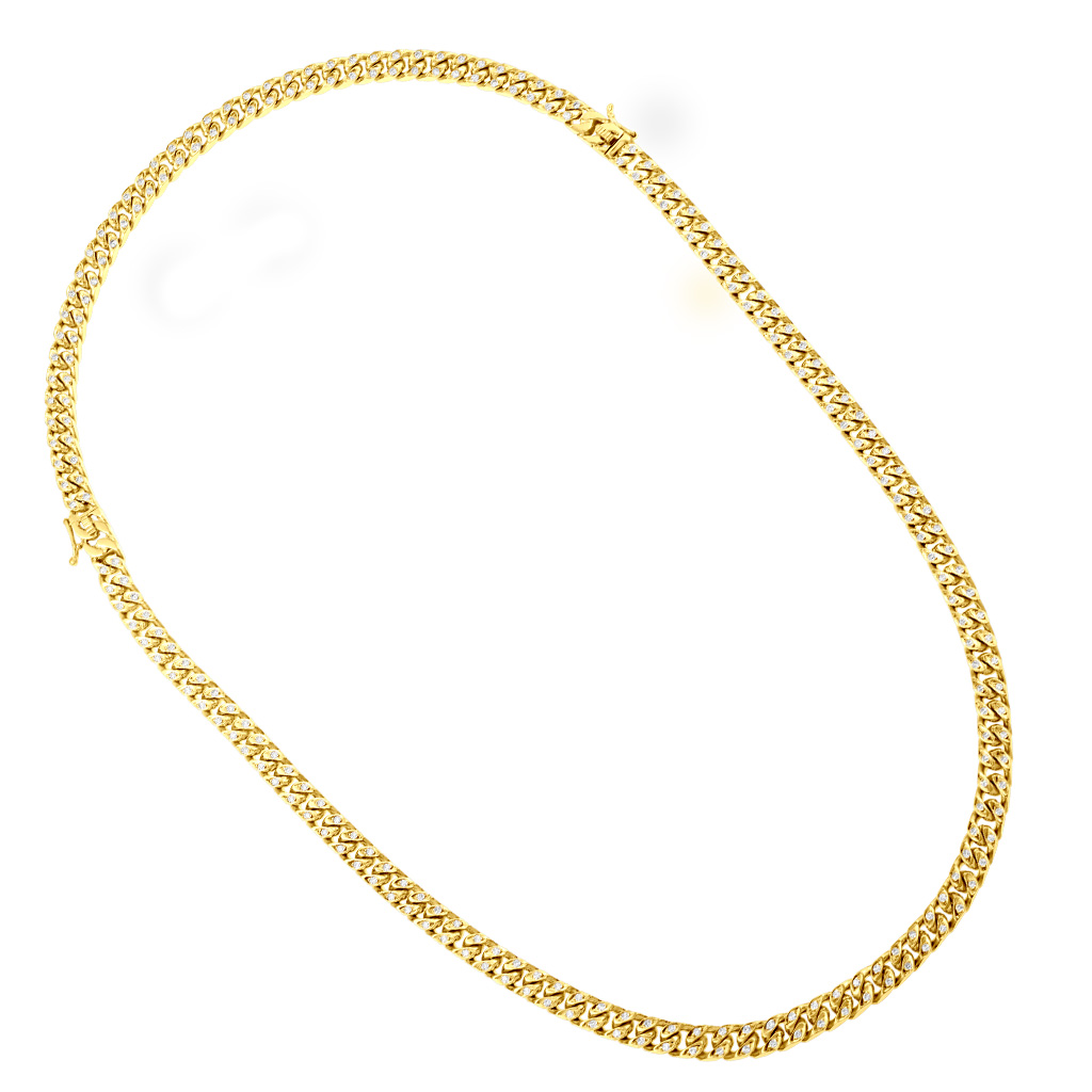 Cuban link bracelet and necklace set in 18k with diamonds in each link image 4
