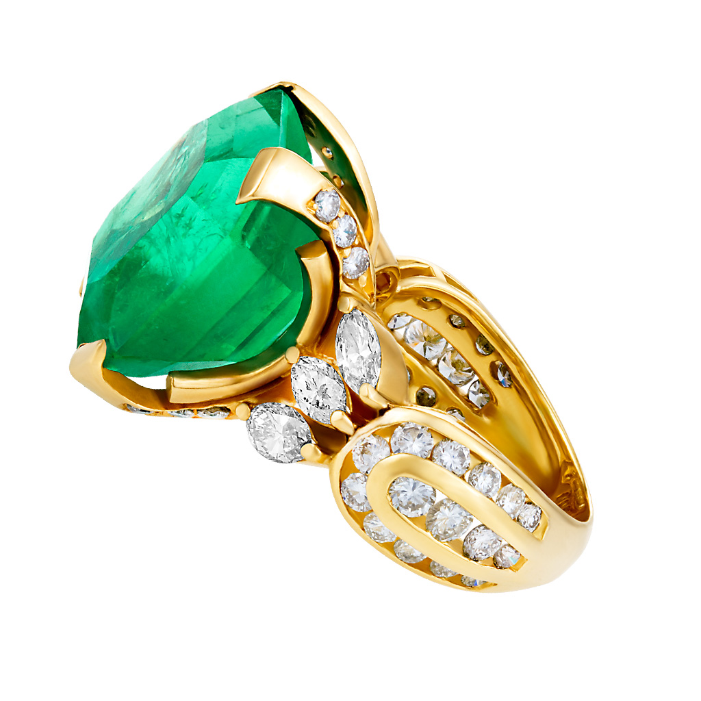 Emerald Ring In 18k Setting With Diamond Accents. Approx. 20 Carat Emerald. image 2
