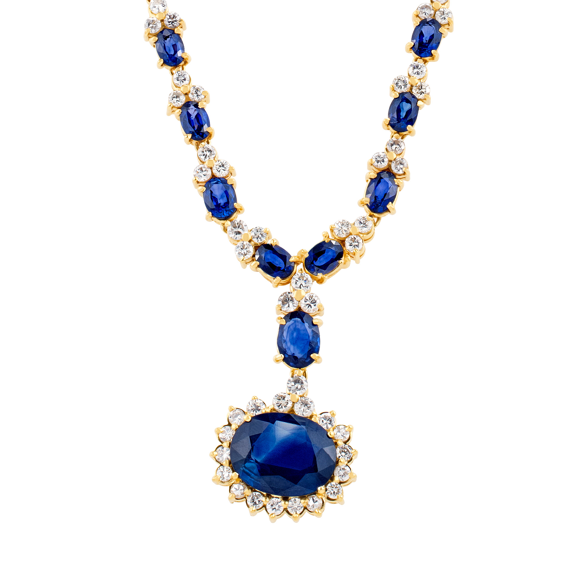 Sapphire & diamond necklace in 18k yellow gold image 2