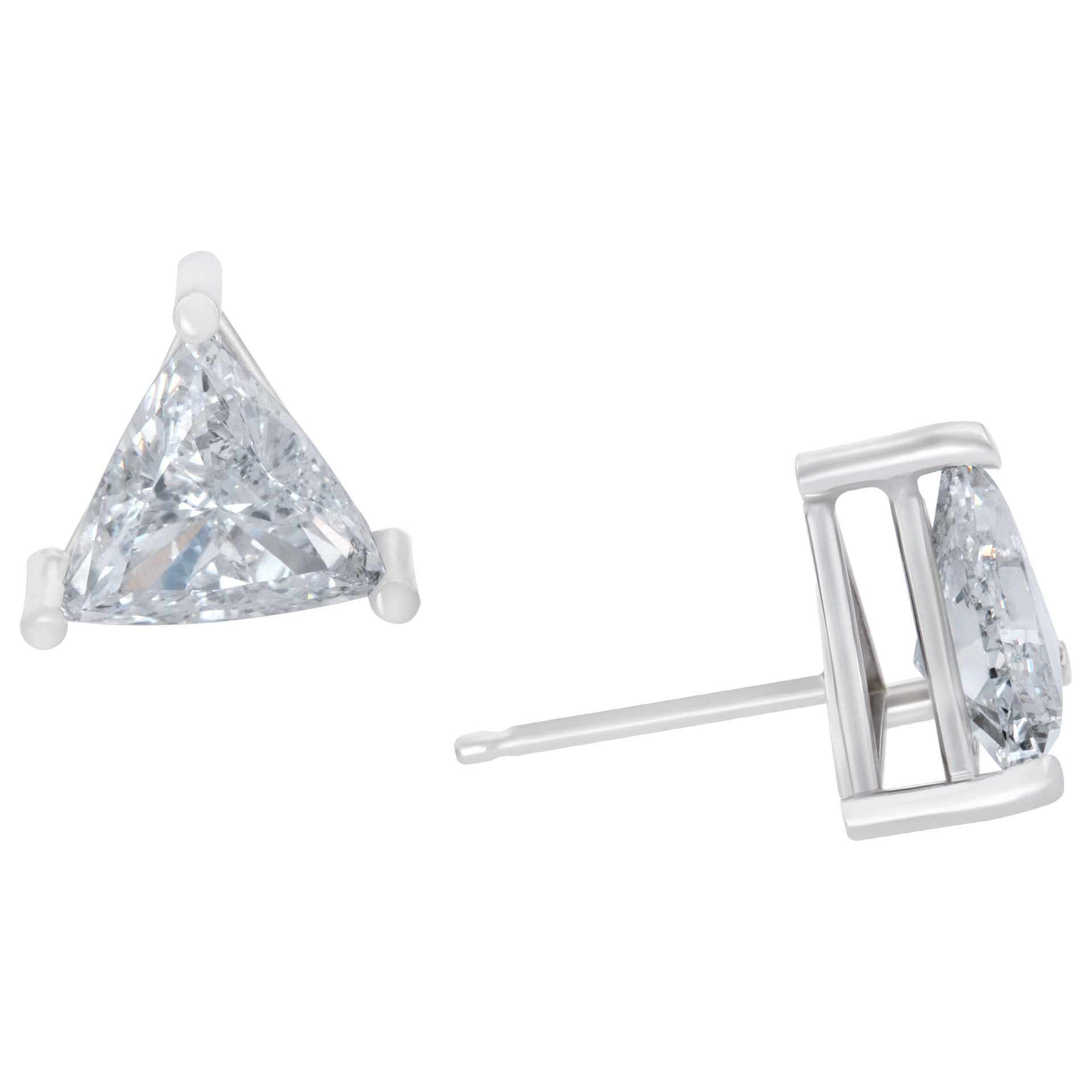 Trilliant diamond studs in 14k white gold image 2
