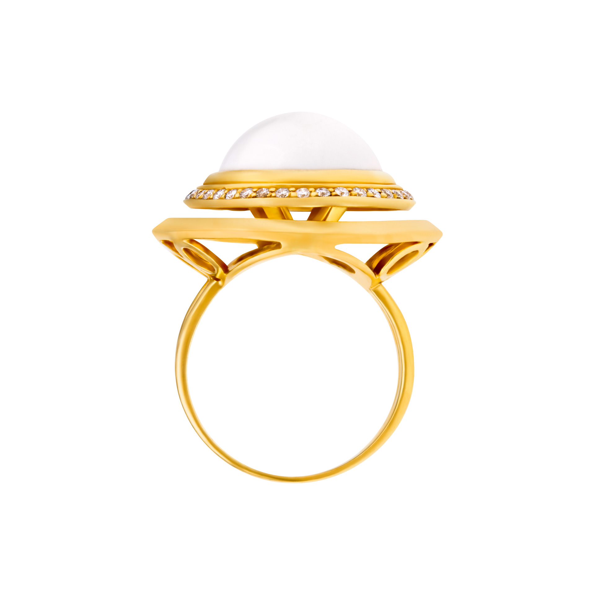 Chalcedony ring with diamond frame in 18k image 2