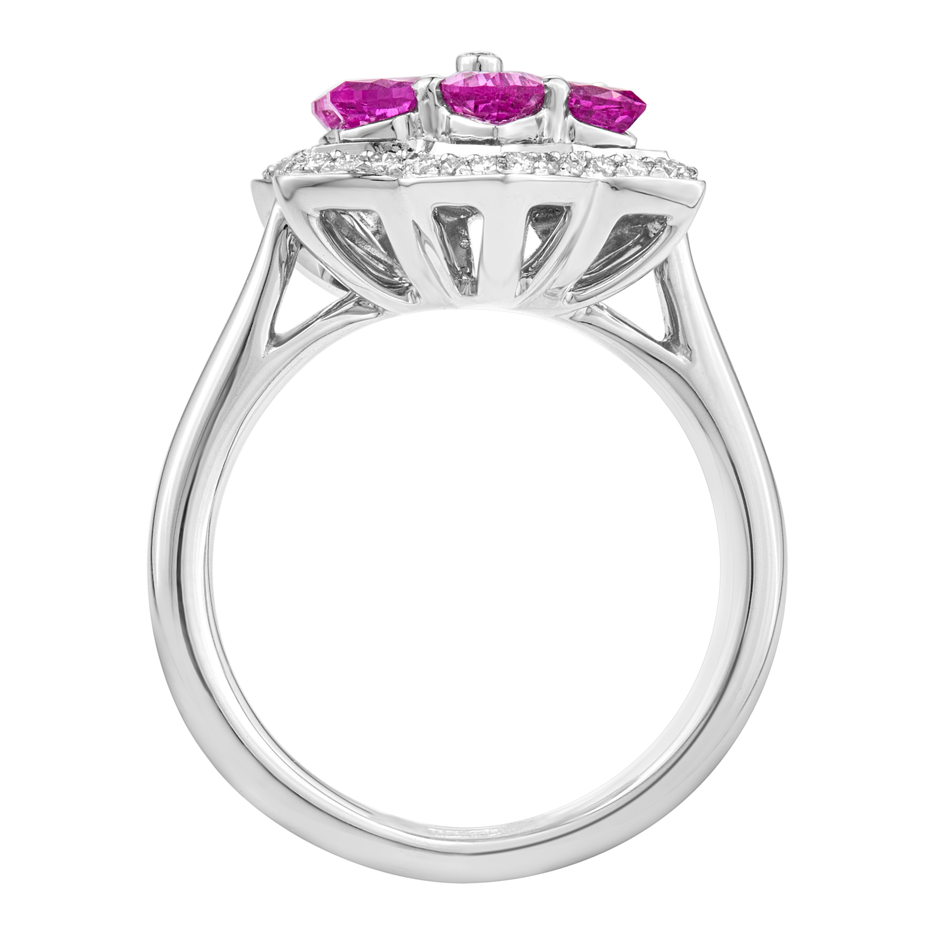 Pink sapphire ring with 1.85 cts in pink sapphires 0.18 cts in diamonds in 18k wg image 2