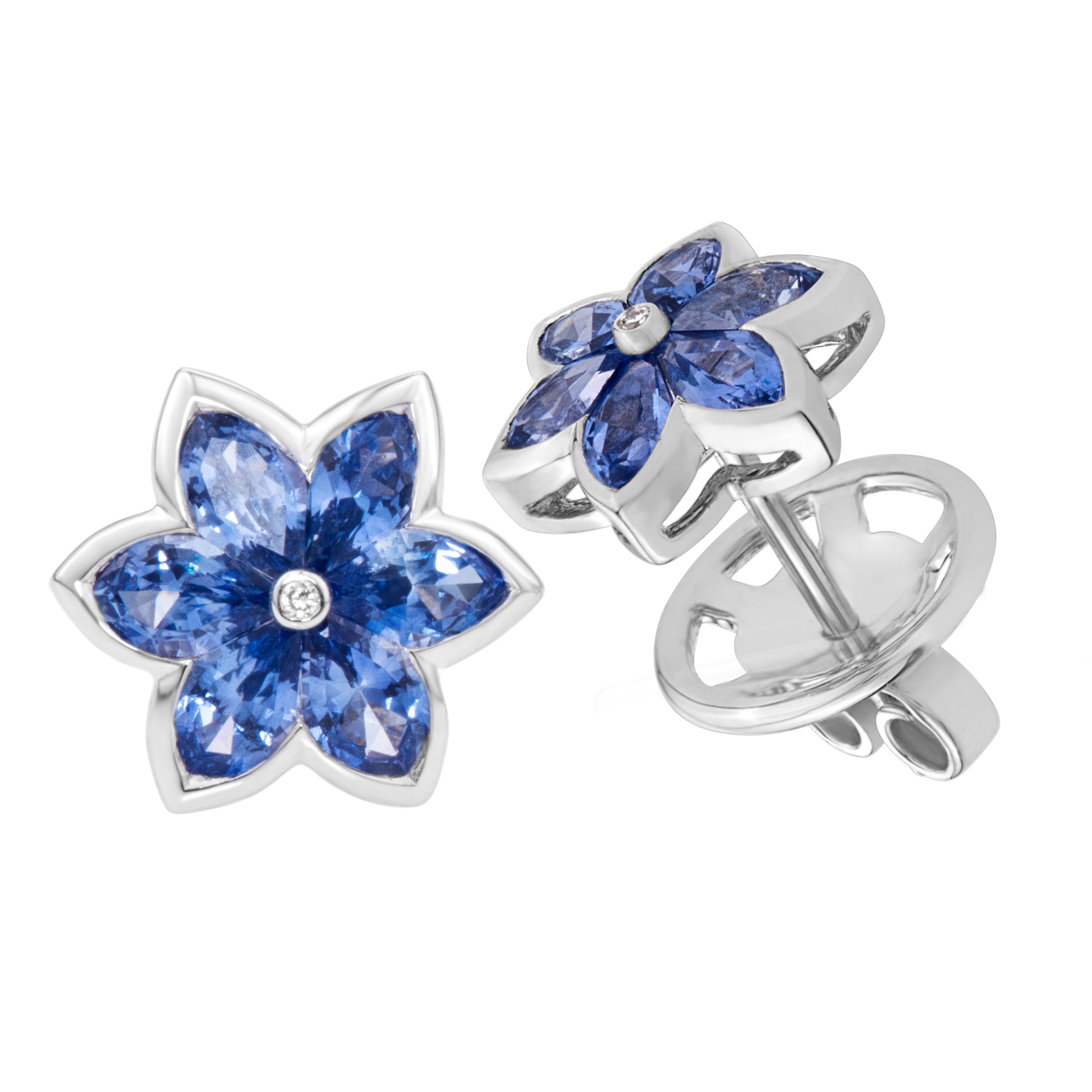 Blue sapphire star stud earrings image 2