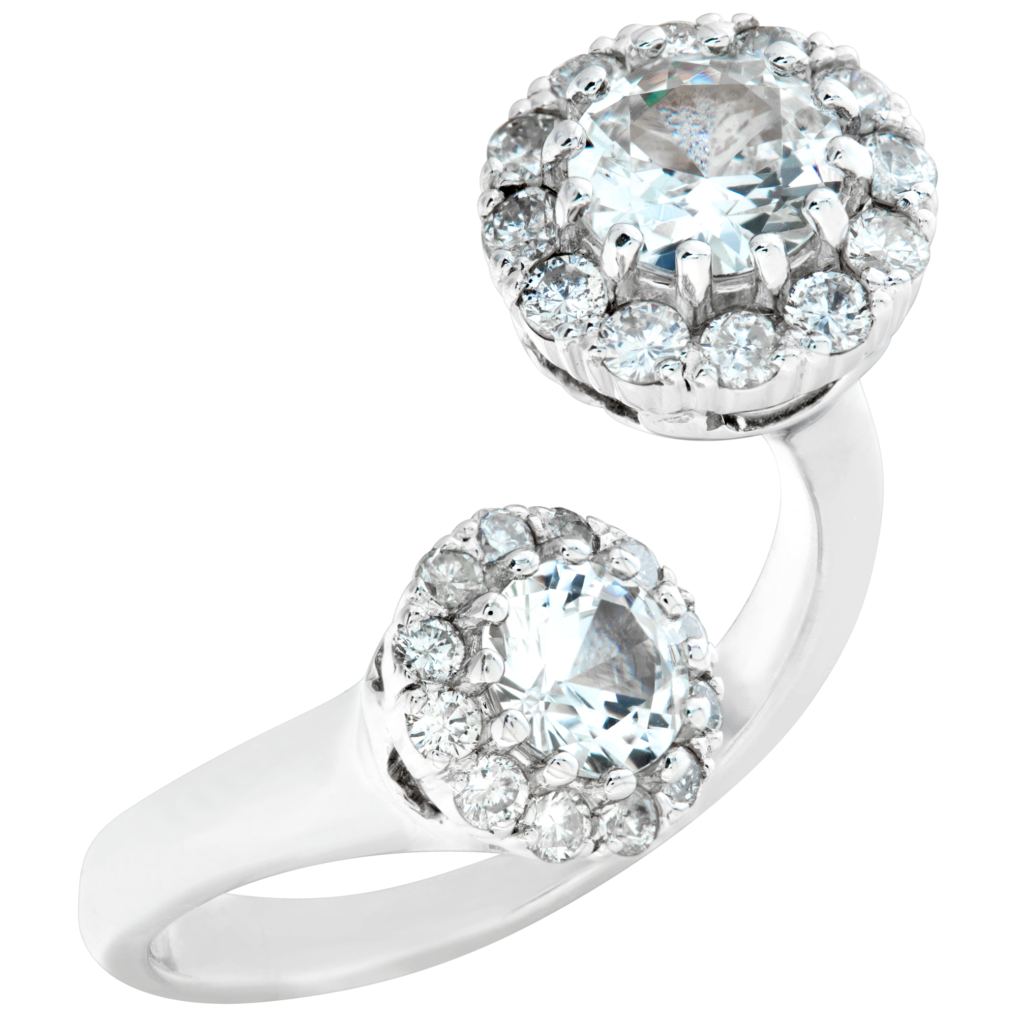 White Sapphires with Halo Diamonds set in 18k white gold. Size 5.25 image 3
